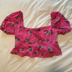 Zara puff sleeve floral top
